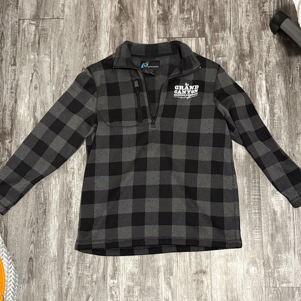 Grand Canyon Black and Gray Plaid Quarter-Zip Pullover